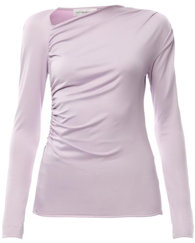 Victoria Beckham Women's Asymmetric Draped Jersey Top - Pink