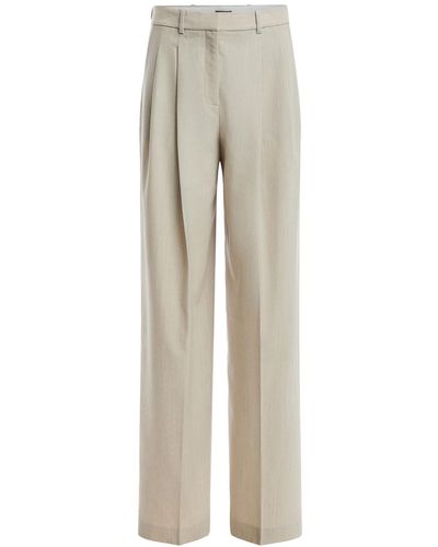 Theory Women's Wide Leg Double Pleat Trouser - Natural