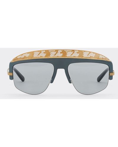 Ferrari Sunglasses With Light Blue Lens - Metallic