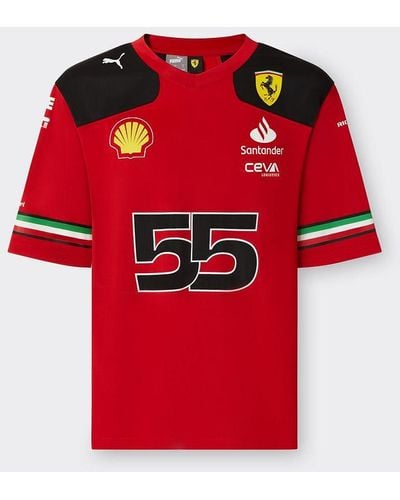 Ferrari Camiseta De Fútbol Americano Sainz Replica Scuderia - Edición Especial Austin - Rojo