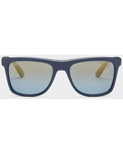 Ferrari Blue Ray-ban For Scuderia Rb4413mf Sunglasses With Blue Mirrored Gold Polarized Lenses - Gray