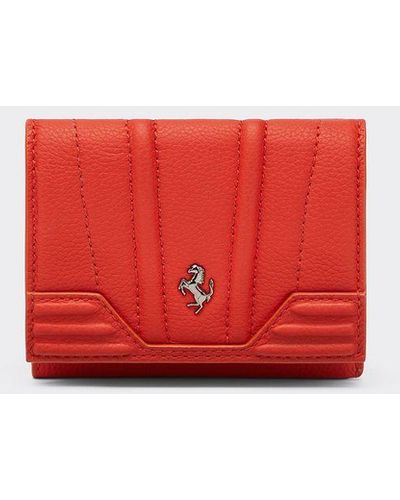 Ferrari Tri-fold Wallet In Hammered Leather