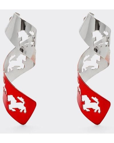 Ferrari Spiral Earrings With Prancing Horse Cut-out - Red