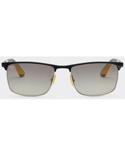 Ferrari Gray And Silver Ray-ban For Scuderia Rb3726mf Sunglasses With Ombré Gray Lenses