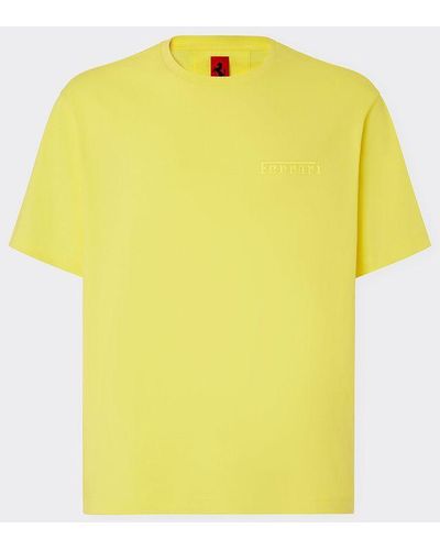Ferrari T-shirt In Cotone Con Logo - Giallo