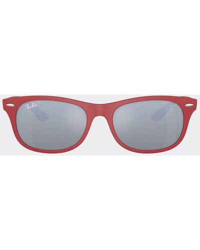Ferrari Ray-ban For Scuderia Sunglasses 0rb4607m Matte Red With Silver Mirrored Green Lenses