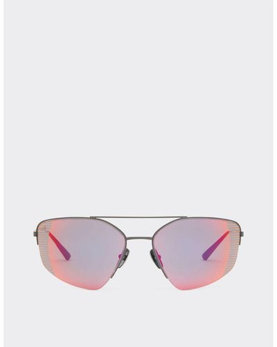 Ferrari Sunglasses In Black Titanium With Red Mirrored Lenses - Purple
