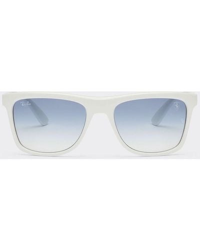 Ferrari White Ray-ban For Scuderia Rb4413mf Sunglasses With Pale Blue Ombré Lenses