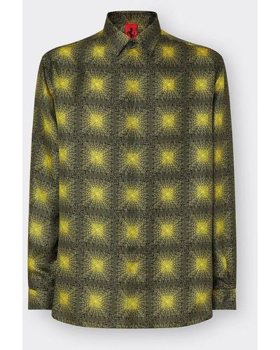 Ferrari Silk Twill Shirt With 7x7 Check Print - Green