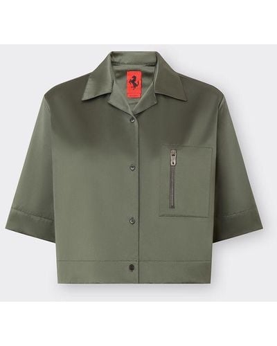 Ferrari Camicia A Manica Corta In Eco-nylon - Verde