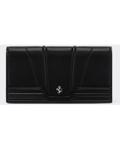 Ferrari Leather Tri-fold Wallet - Black