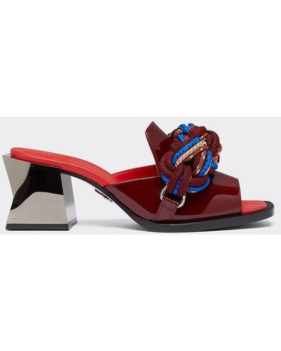 Ferrari Patent Leather Open Toe Mule With Scooby Detail - Red