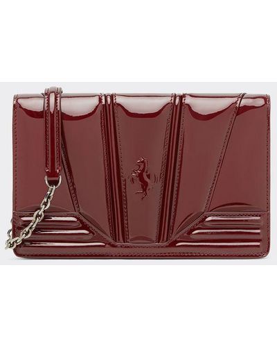 Ferrari Gt Bag Chain Wallet In Patent Leather - Blue