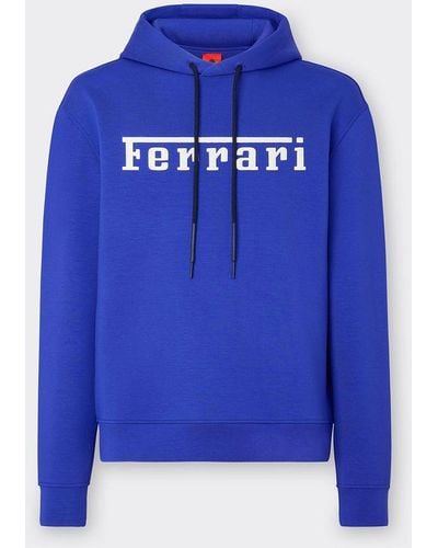 Ferrari Sweatshirt Aus Scuba-gewebe Mit -logo In Kontrastoptik - Blau