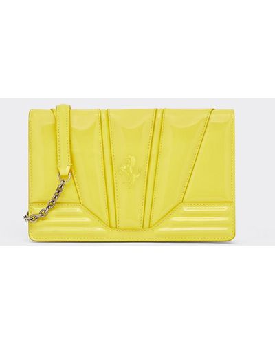 Ferrari Gt Bag Chain Wallet In Patent Leather - Yellow