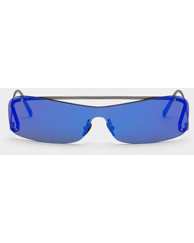 Ferrari Sunglasses With Dark Grey And Blue Mirror Lenses