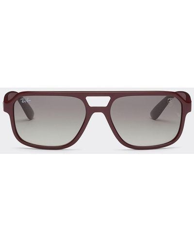 Ferrari Dark Red Ray-ban For Scuderia Rb4414mf With Ombré Grey Lenses