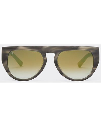Ferrari Sunglasses In Grey Striped Acetate With Mirrored Lenses - Multicolour
