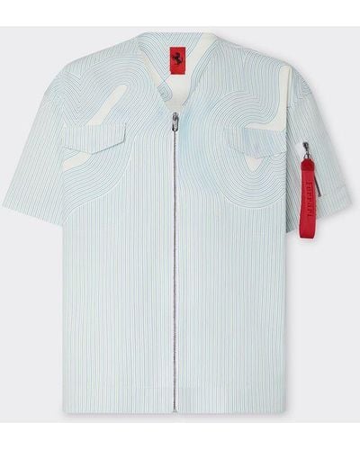 Ferrari Short-sleeved Cotton Baseball Shirt - Blue