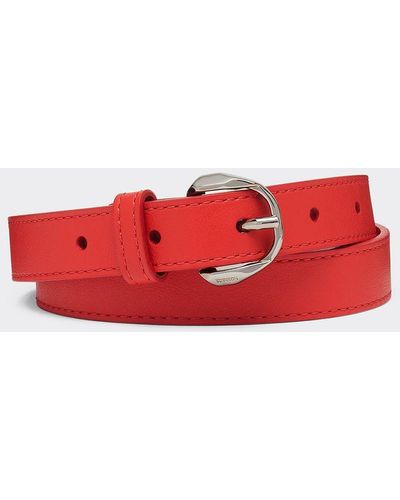 Ferrari Thing Leather Belt With Prancing Horse - Red