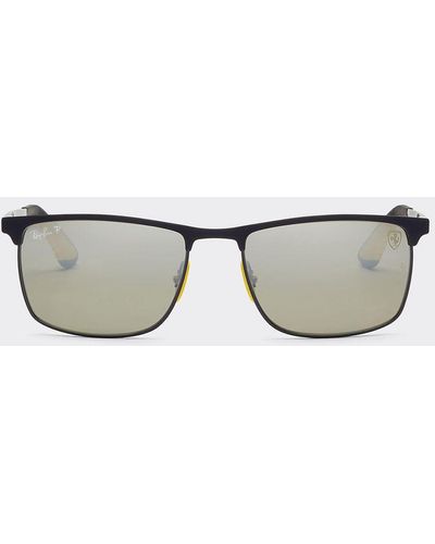 Ferrari Black Ray-ban For Scuderia Rb3726mf Sunglasses With Ombré Mirrored Grey Polarized Lenses