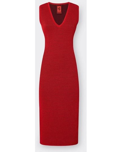 Ferrari Cotton Dress With Contrasting Ribbon - Red