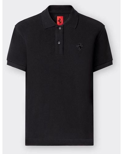 Ferrari Single Color Piqué Polo Shirt - Black