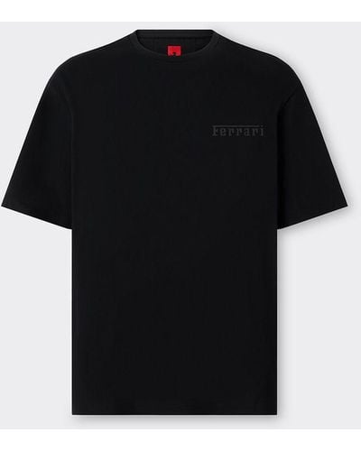 Ferrari Cotton T-shirt With Logo - Black