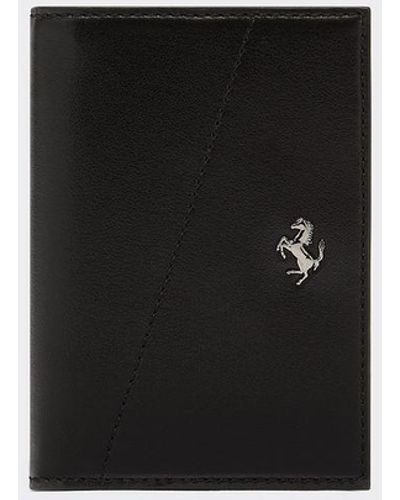 Ferrari Smooth Leather Folding Card Holder - White