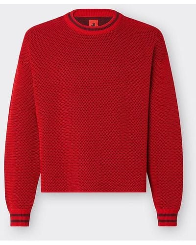 Ferrari Cotton Jumper With Contrasting Stripes - Red