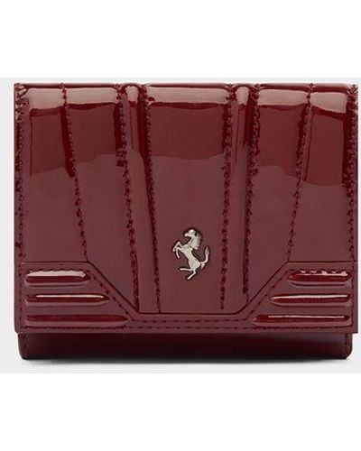 Ferrari Glossy Patent Leather Trifold Wallet - Purple