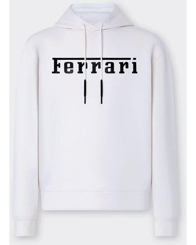 Ferrari Sweatshirt Aus Scuba-gewebe Mit -logo In Kontrastoptik - Weiß