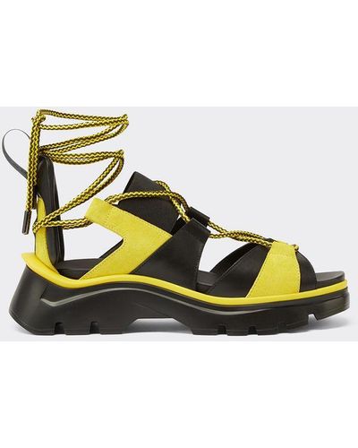 Ferrari Leather And Suede Sandal With Crossed Laces - Black