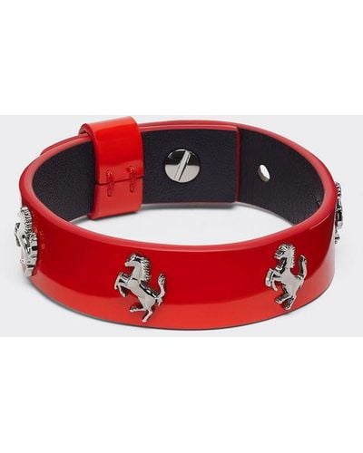 Ferrari Red Patent Leather Bracelet With Studs
