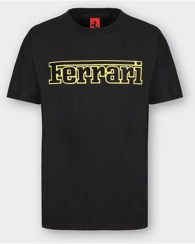 Ferrari Organic Cotton T-shirt With Logo - Black