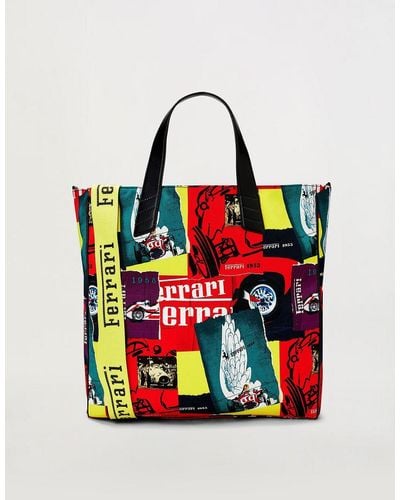 Ferrari Printed Canvas Shopper Bag - Red
