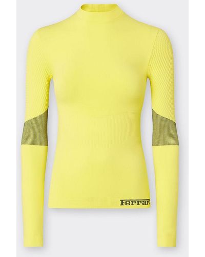 Ferrari Long Sleeve Sweater Made Of Technical Fabric - Yellow