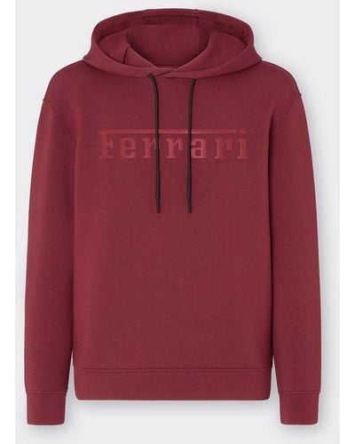 Ferrari Scuba Knit Sweatshirt With Contrasting Logo - Red