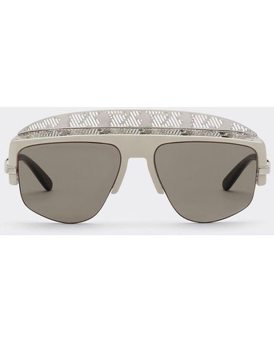 Ferrari Sunglasses With Silver Mirror Lens - Gray