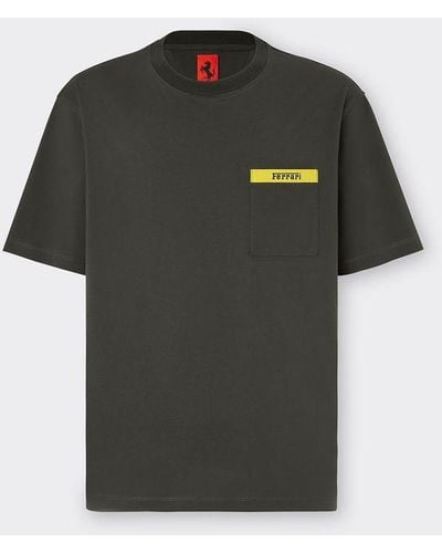 Ferrari T-shirt In Cotone Con Dettaglio A Contrasto - Verde