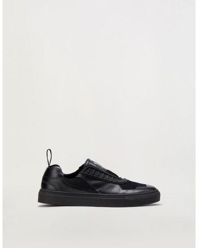 Ferrari Leather Slip-on Sneakers With Prancing Horse - Black