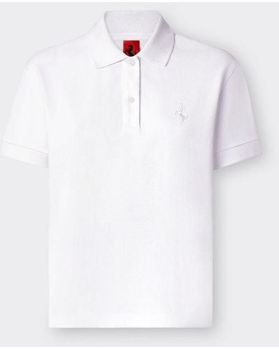 Ferrari Single Color Piqué Polo Shirt - White