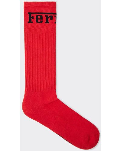 Ferrari Cotton Blend Socks With Logo - Red