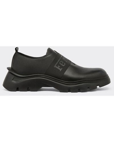 Ferrari Leather Trainers With Rubberized Tape - Black