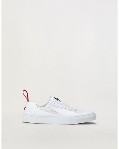 Ferrari Leather Slip-on Sneakers With Prancing Horse - White