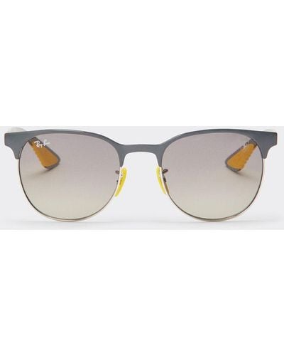 Ferrari Grey On Silver Ray-ban Sunglasses X Scuderia 0rb8327m With Ombré Grey Lenses - Natural