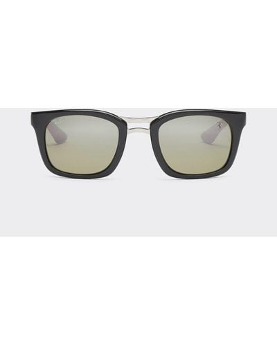 Ferrari Black/light Carbon Ray-ban For Scuderia Rb8362mf Sunglasses With Ombré Gray Polarized Mirrored Lenses