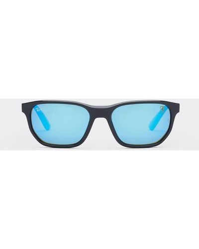 Ferrari Ray-ban For Scuderia Rb4404m Grey With Polarized Blue Mirrored Green Lenses