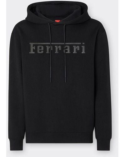 Ferrari Scuba Knit Sweatshirt With Contrasting Logo - Black