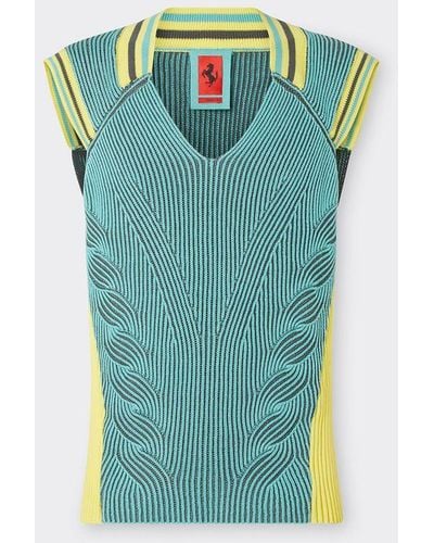 Ferrari Knitted Vest With Circuit Motif - Green